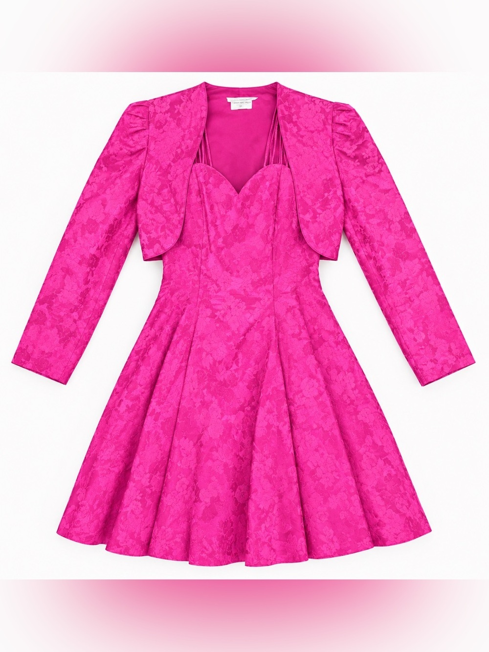 Vintage Nu-Mode Pink Floral Jacquard Dress & Bolero Set 11/12